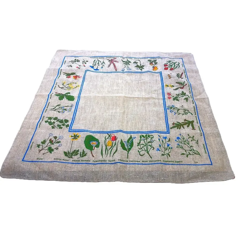 Vintage Frösö Handtryck Swedish Linen Tablecloth 25